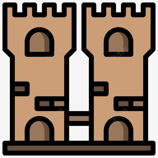 城堡建筑系列5线性颜色图标svg_新图网 https://ixintu.com 城堡 建筑 建筑系 系列 线性 颜色