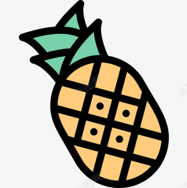 菠萝水果和蔬菜23线形颜色图标图标