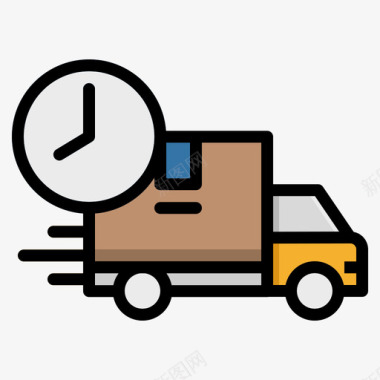 送货卡车汽车服务5线性颜色图标图标