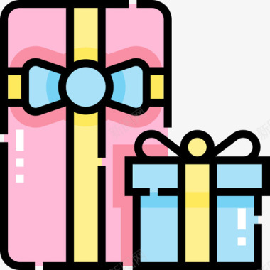 礼物派对和庆祝活动线性颜色图标图标