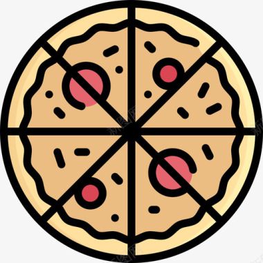 披萨派对和庆典26线性颜色图标图标