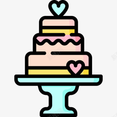 结婚蛋糕婚礼167线性颜色图标图标
