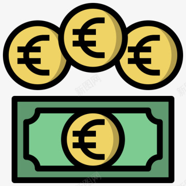 欧元货币109线性颜色图标图标