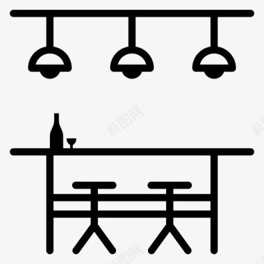 酒吧游泳13直线型图标图标