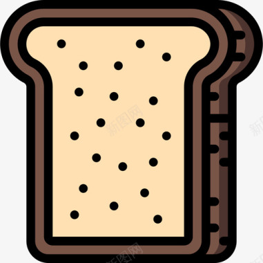 面包食品132线性颜色图标图标