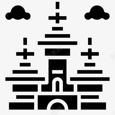 吴哥窟建筑建筑和城市图标图标