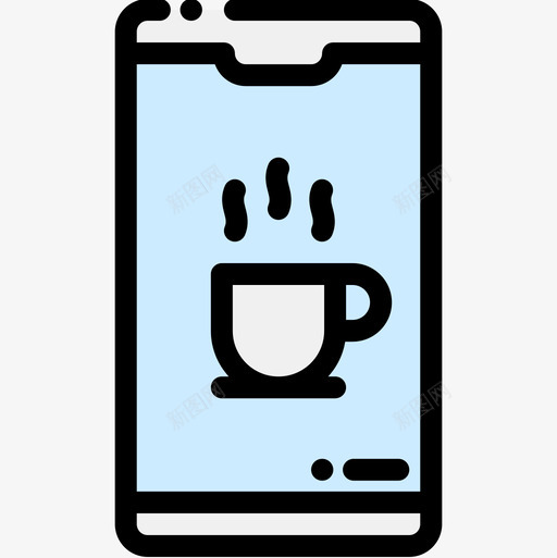 智能手机24小时咖啡厅线性颜色图标svg_新图网 https://ixintu.com 24小时 咖啡厅 手机 智能 线性 颜色