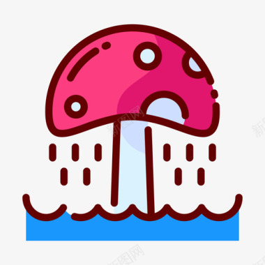 蘑菇淋浴waterpark7线性颜色图标图标