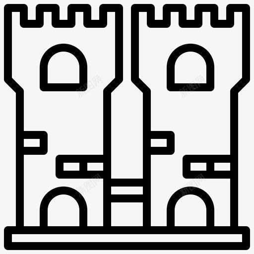 城堡建筑系列2线性图标svg_新图网 https://ixintu.com 城堡 建筑系列2 线性