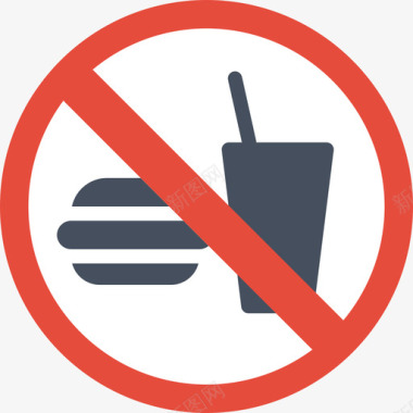 禁止进食警告标志5平坦图标图标