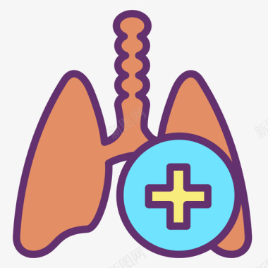 肺保健13线性颜色图标图标