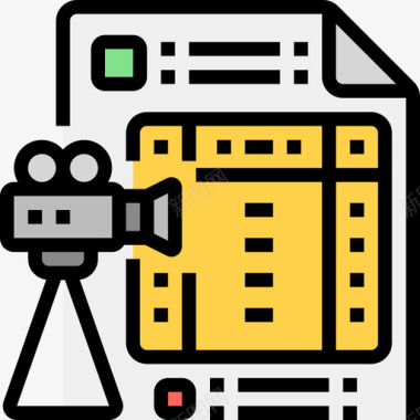 电影摄影机电影行业4线性颜色图标图标