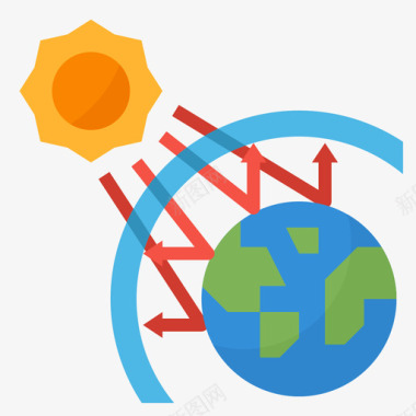 温室效应全球变暖14平坦图标图标