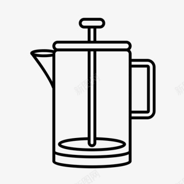 法式压榨咖啡法式压榨咖啡设备图标图标