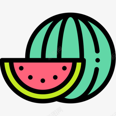 西瓜美食19线形颜色图标图标