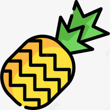 菠萝水果蔬菜12线形颜色图标图标