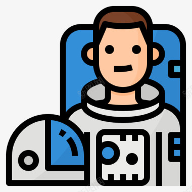 宇航员职业16线性颜色图标图标