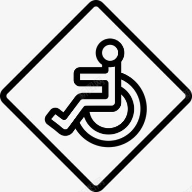 残疾人美国路标3直线图标图标