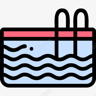 游泳池酒店服务22线性颜色图标图标