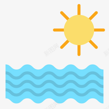 太阳游泳15平坦图标图标