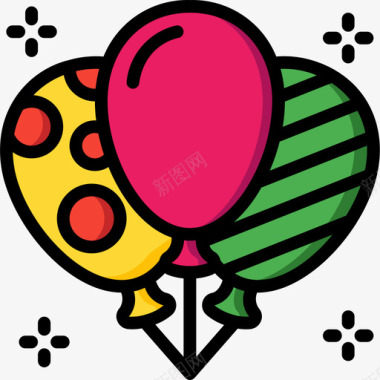 气球嘉年华22线性颜色图标图标