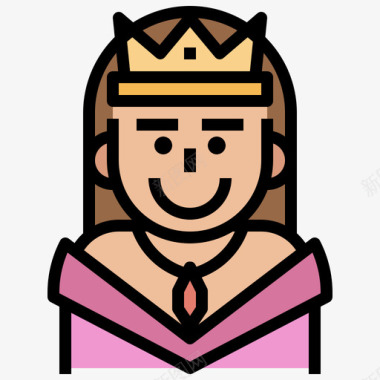 女王中世纪62线性颜色图标图标