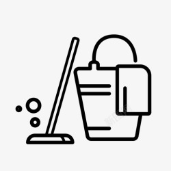 拿拖把的清洁工清洁桶清洁工图标高清图片