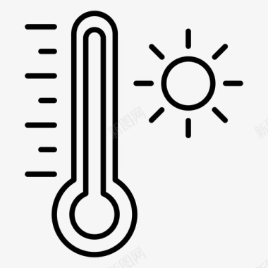 炎热的一天太阳温度计图标图标