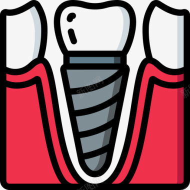 牙齿假肢2线性颜色图标图标