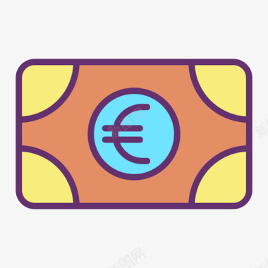 纸币货币11线性颜色图标图标