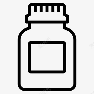 维生素瓶和容器线性图标图标