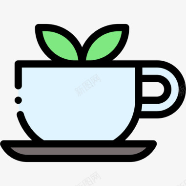 茶杯餐厅75线性颜色图标图标
