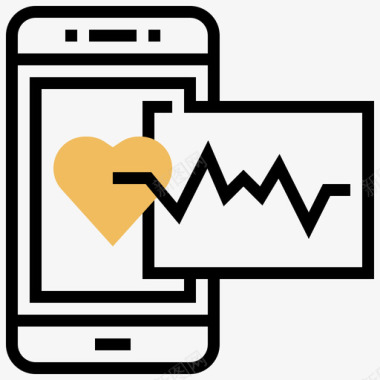 心率智能手机应用程序5黄色阴影图标图标