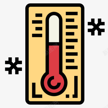 温度计冬季84线性颜色图标图标