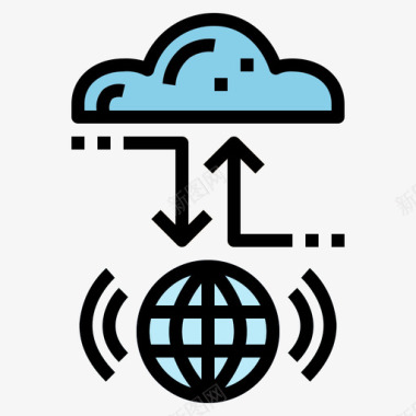 云计算互联网15线性色彩图标图标