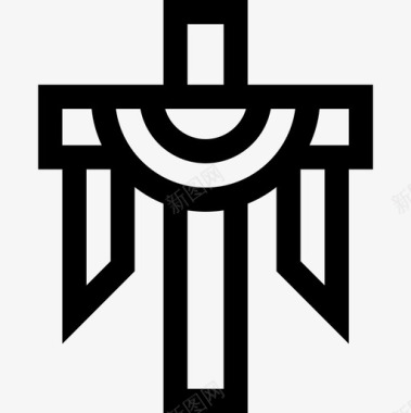 十字架复活节第6天直线形图标图标