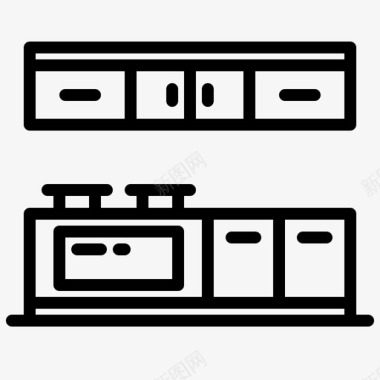 厨房家用设备13线性图标图标