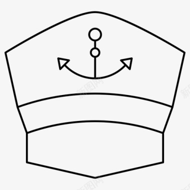 船长船长帽子夏季1px线路图标图标
