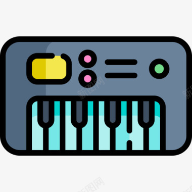 键盘迪斯科舞厅9线性颜色图标图标
