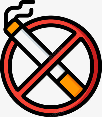 禁止吸烟戒烟11线性颜色图标图标