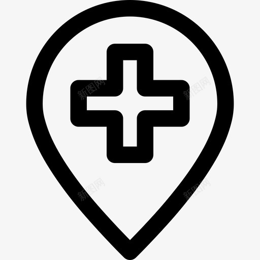 医院位置gps定位针图标svg_新图网 https://ixintu.com gps 医疗 医疗和医院4px线路 医院位置 定位针