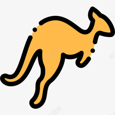 袋鼠澳大利亚19线形颜色图标图标
