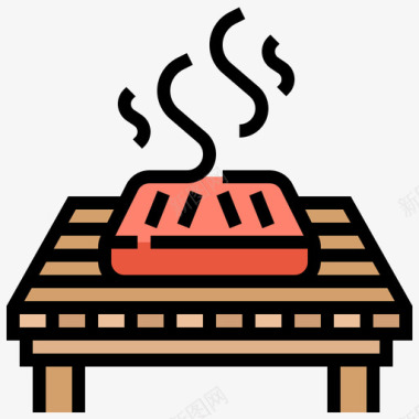 烤架烹饪66线性颜色图标图标
