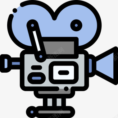 电影摄影机电影工业7线性彩色图标图标