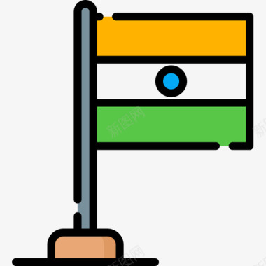 印度印度共和国第二天线性颜色图标图标