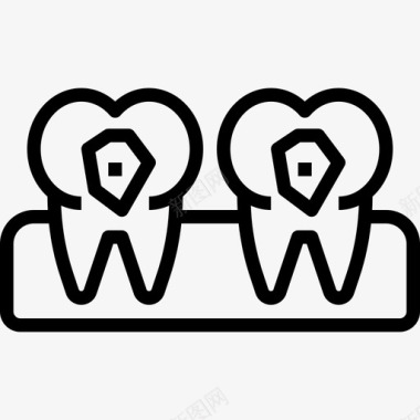 龋齿牙科护理20线状图标图标