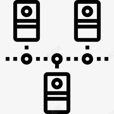 内联网计算机网络线性图标图标