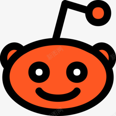 Reddit社交标志1线性颜色图标图标