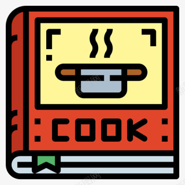 食谱书烹饪88线性颜色图标图标
