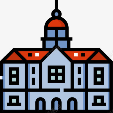 荷兰皇家宫殿26线性颜色图标图标